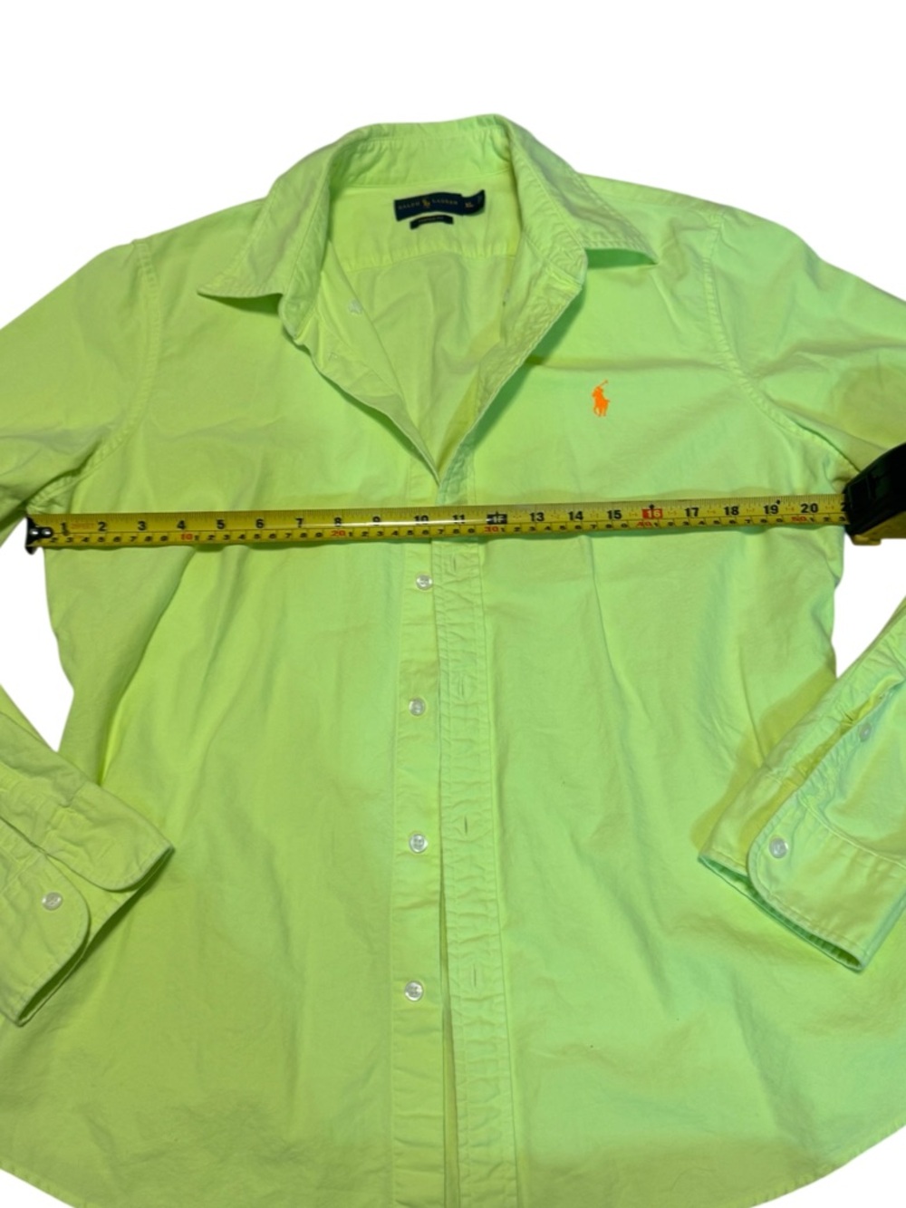 Ralph Lauren Neon Yellow-Green Custom Fit Button Down Shirt Women's Size XL - Picture 6 of 16